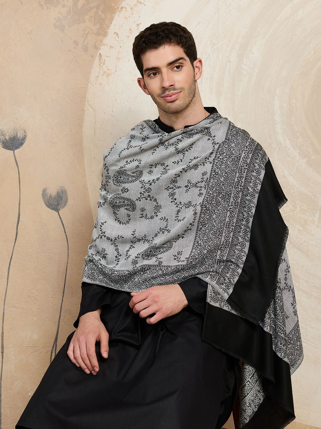 GREEN AGRITECH Viscose, Pashmina Woven Men Shawl