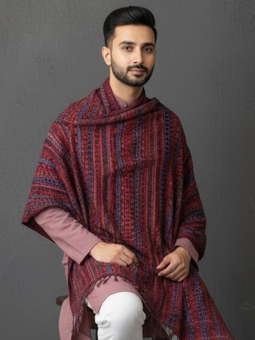 Sudako Acrylic Striped Men Shawl-picture-44