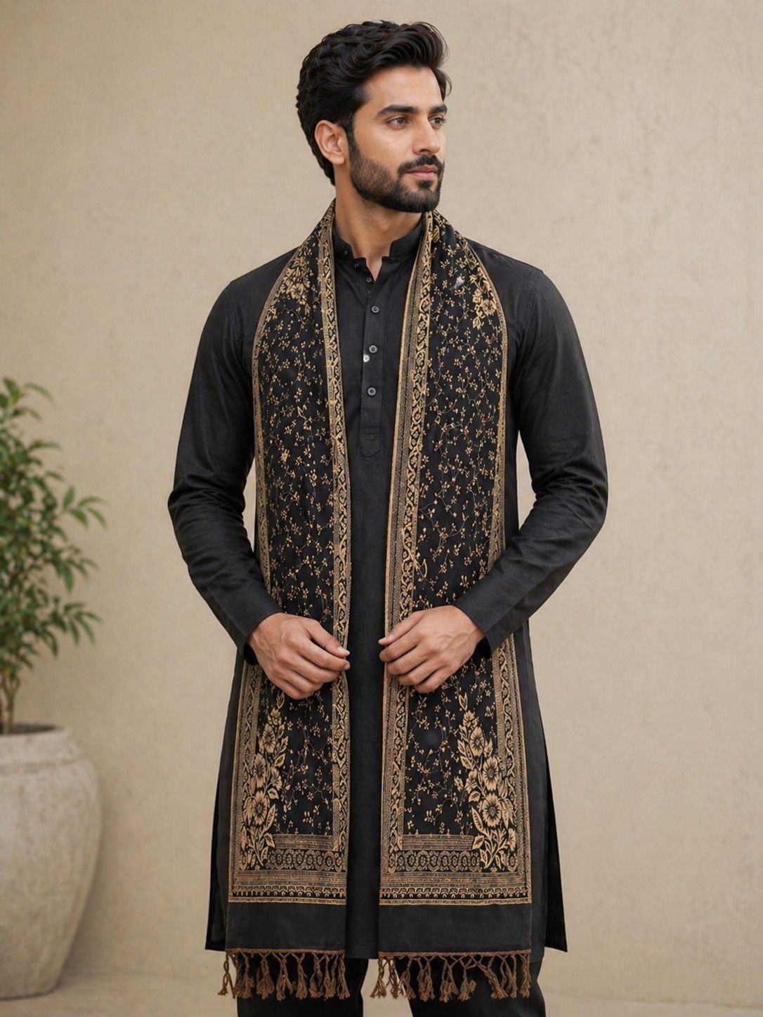 Noorfabric Acrylic Printed Men Shawl-image-10
