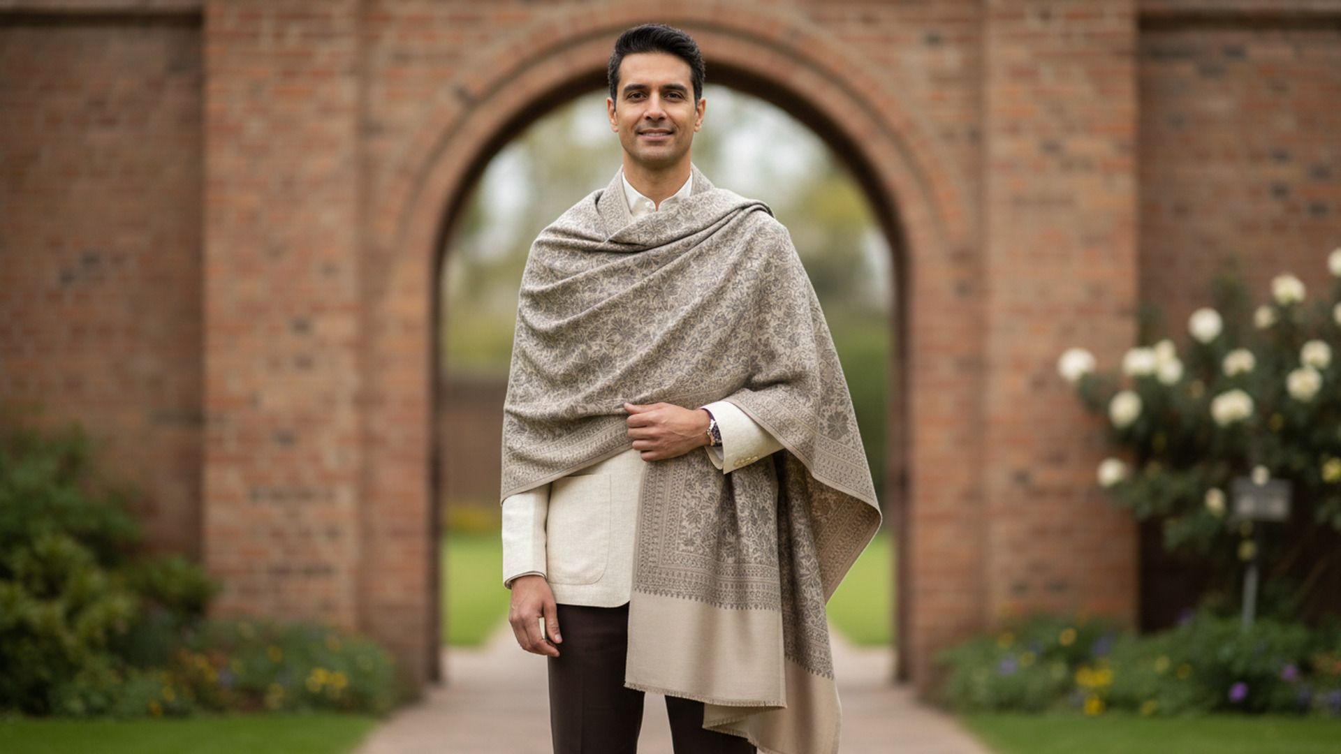 Life and style Wool Floral Print Men Shawl-picture-17