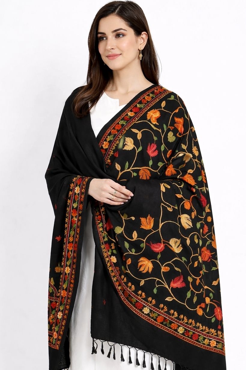 Kashmir Art N Calture Wool Embroidered Women, Men Shawl-picture-41