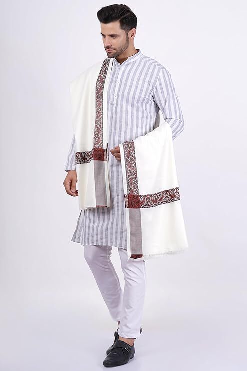 Kashmiri Thead Wool Self Design Men Shawl-picture-31