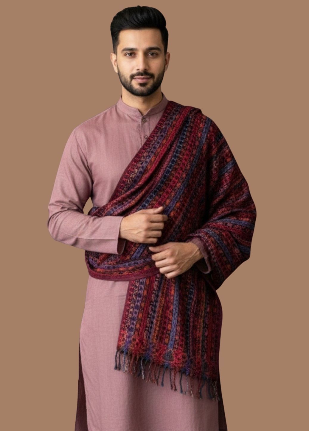 Sudako Acrylic Striped Men Shawl-picture-36