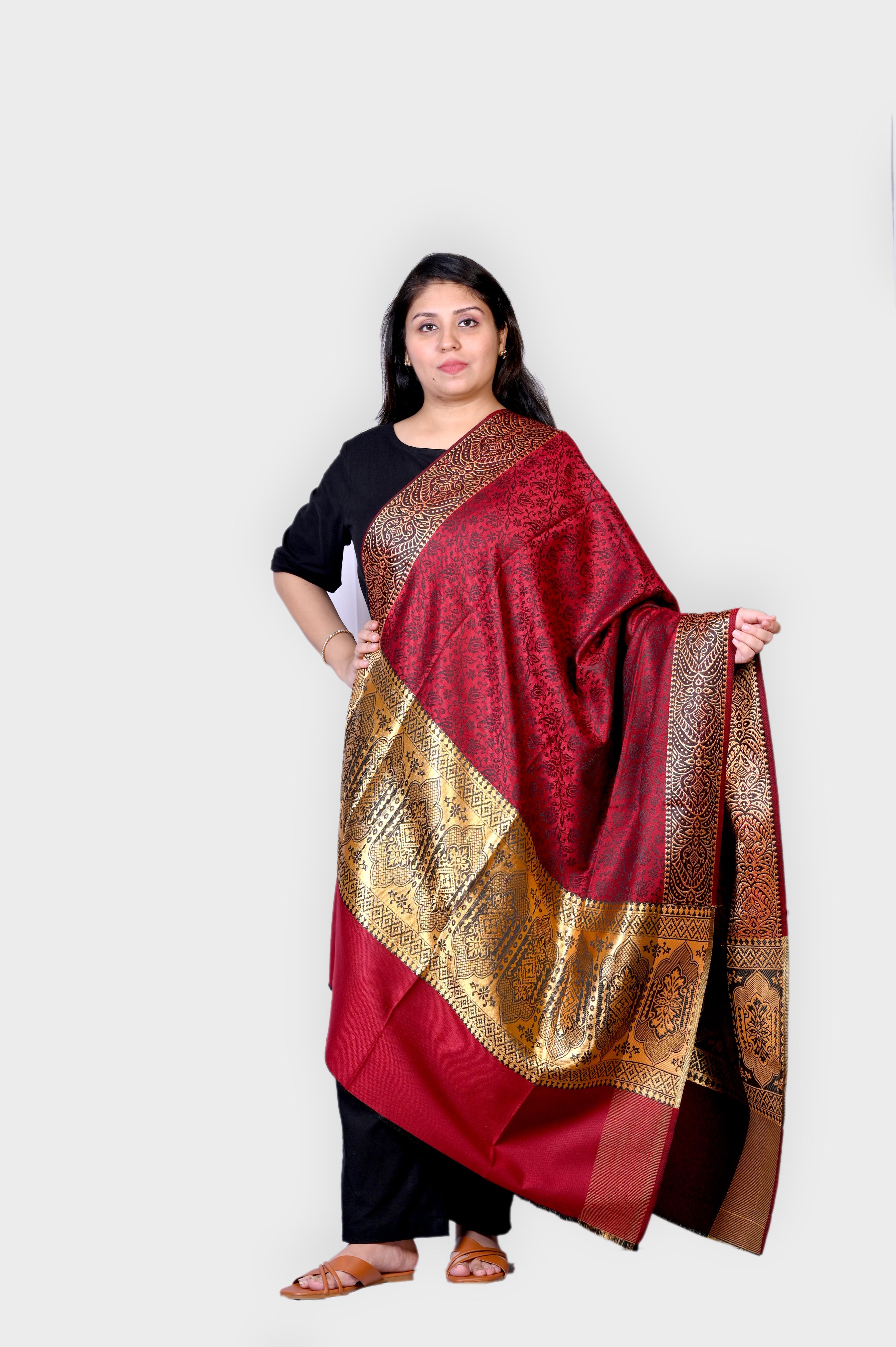 Allure Motifs Polyester Wool Blend Woven Men, Women Shawl-picture-16