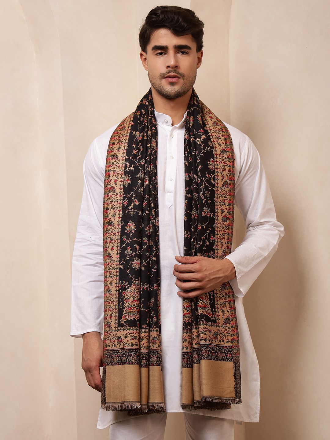 Ravaiyaa - Attitude Is Everything Wool Floral Print Men Shawl-picture-31