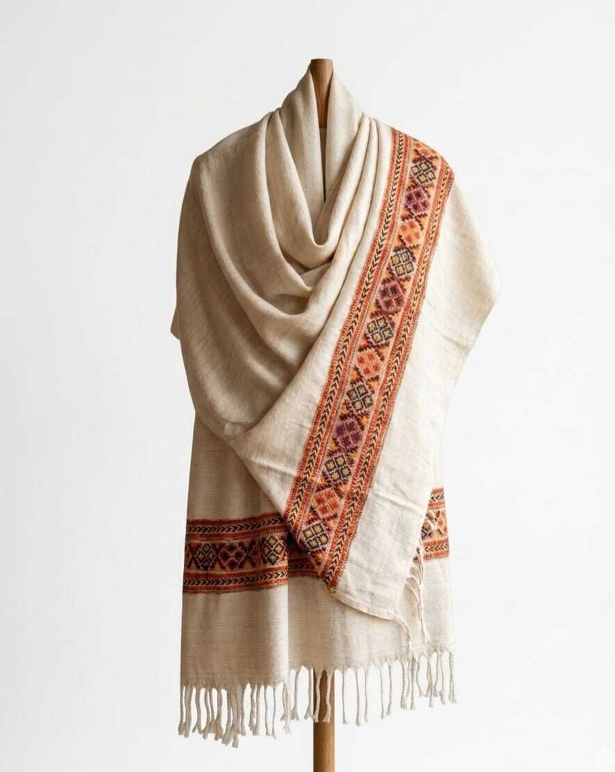 Cozure Wool Embroidered, Geometric Print Women, Men Shawl-image-18