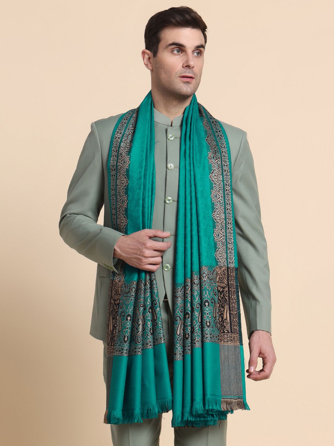 GREEN AGRITECH Acrylic Woven Men Shawl