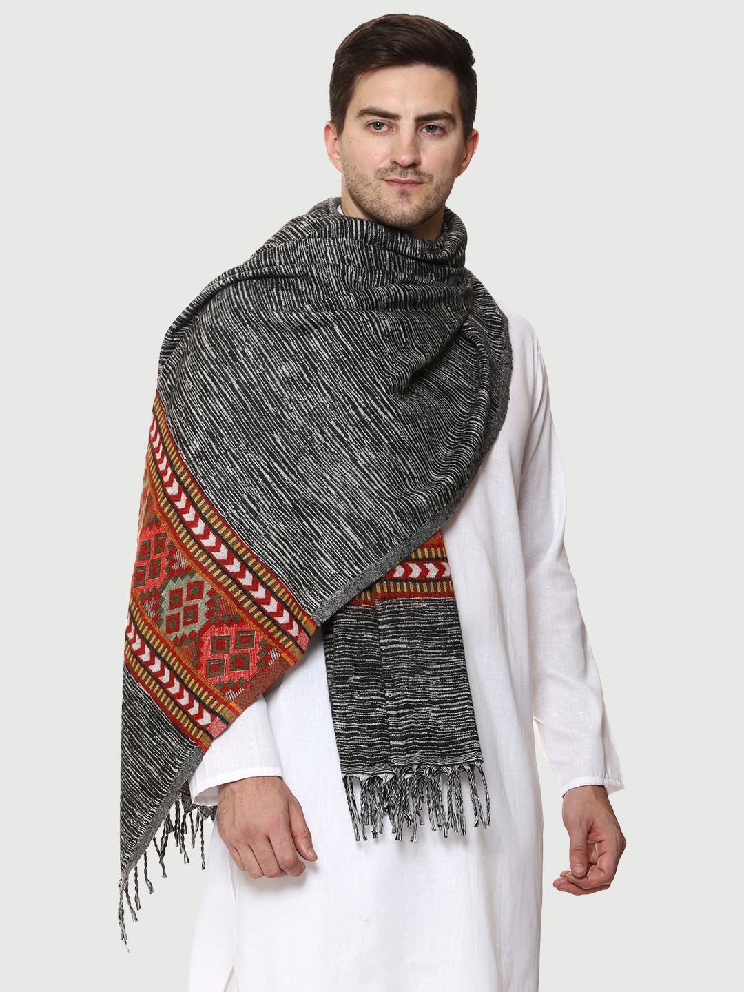 GREEN AGRITECH Polyester Wool Blend Woven Men Shawl