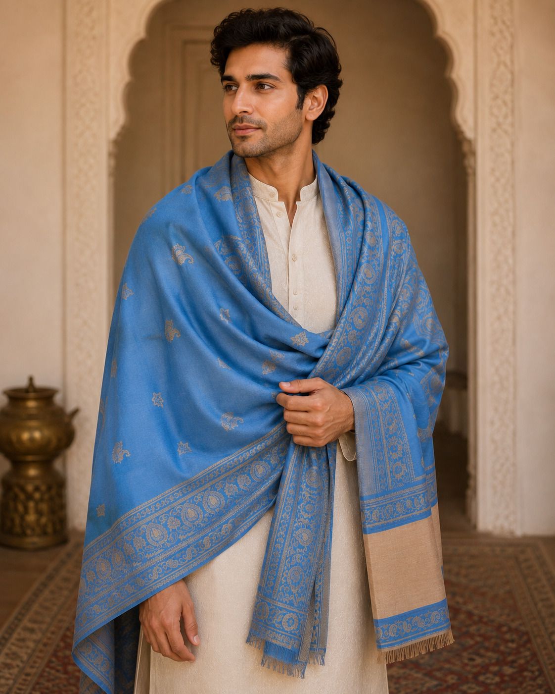 Parth textiles Pashmina Woven Women, Men Shawl-image-17