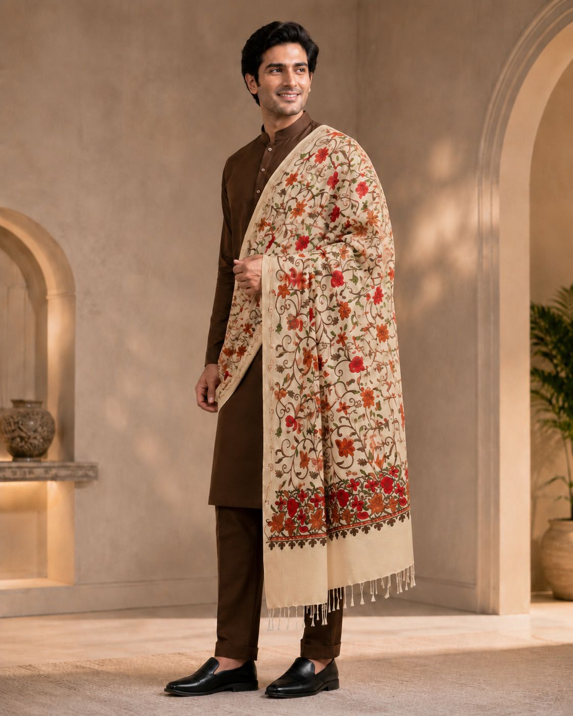 GK VILLA Polyester Wool Blend, Acrylic Printed Men Shawl-image-41