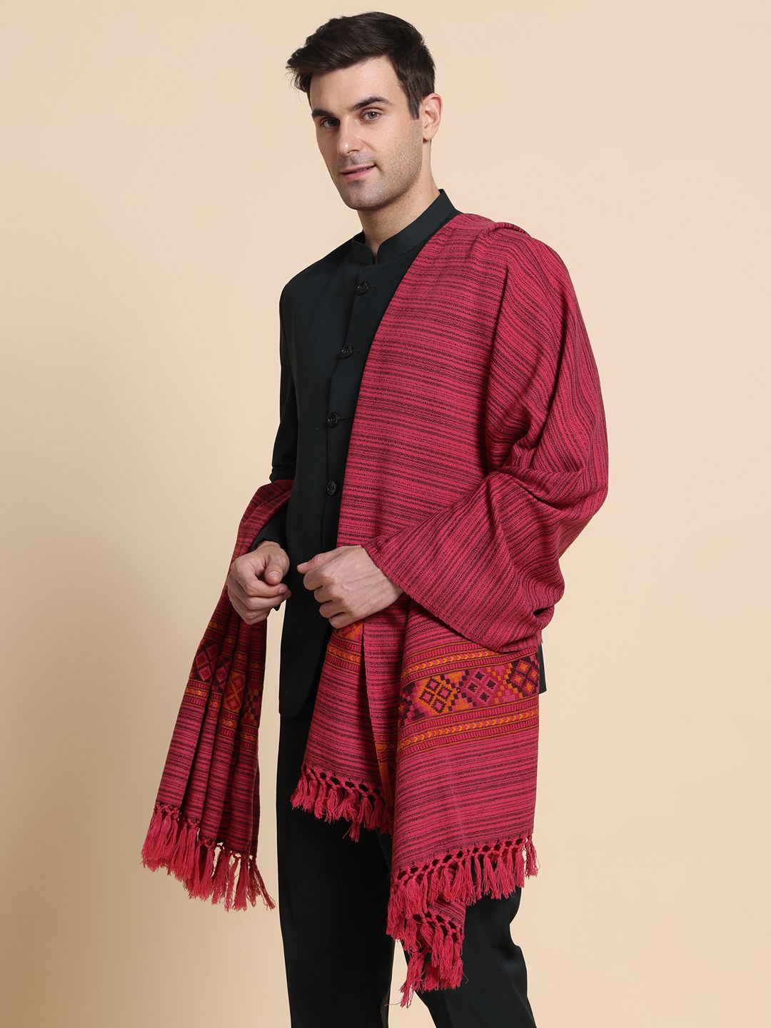 GREEN AGRITECH Polyester Wool Blend Woven Men Shawl-image-36