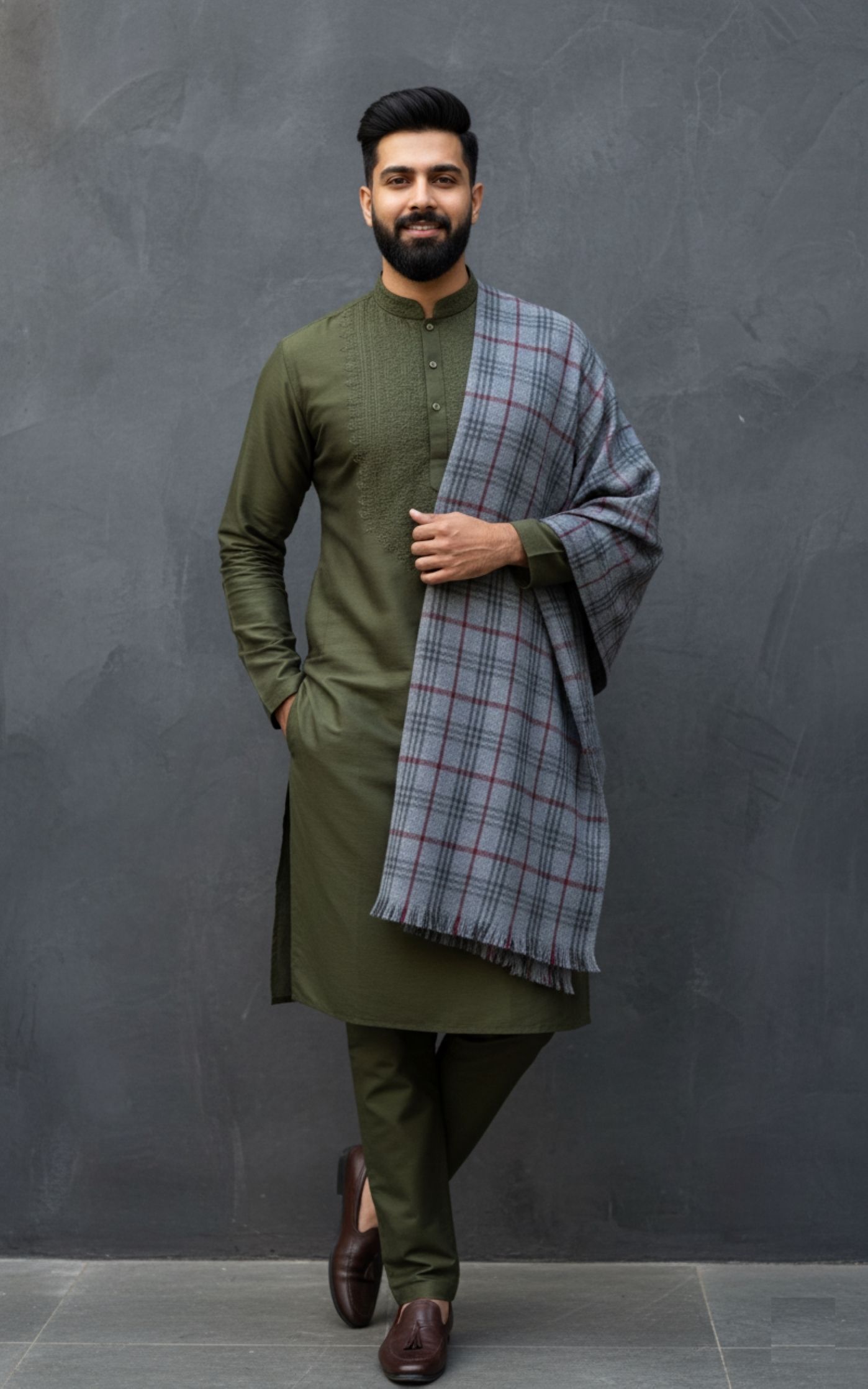Sudako Acrylic Checkered Men Shawl-picture-37