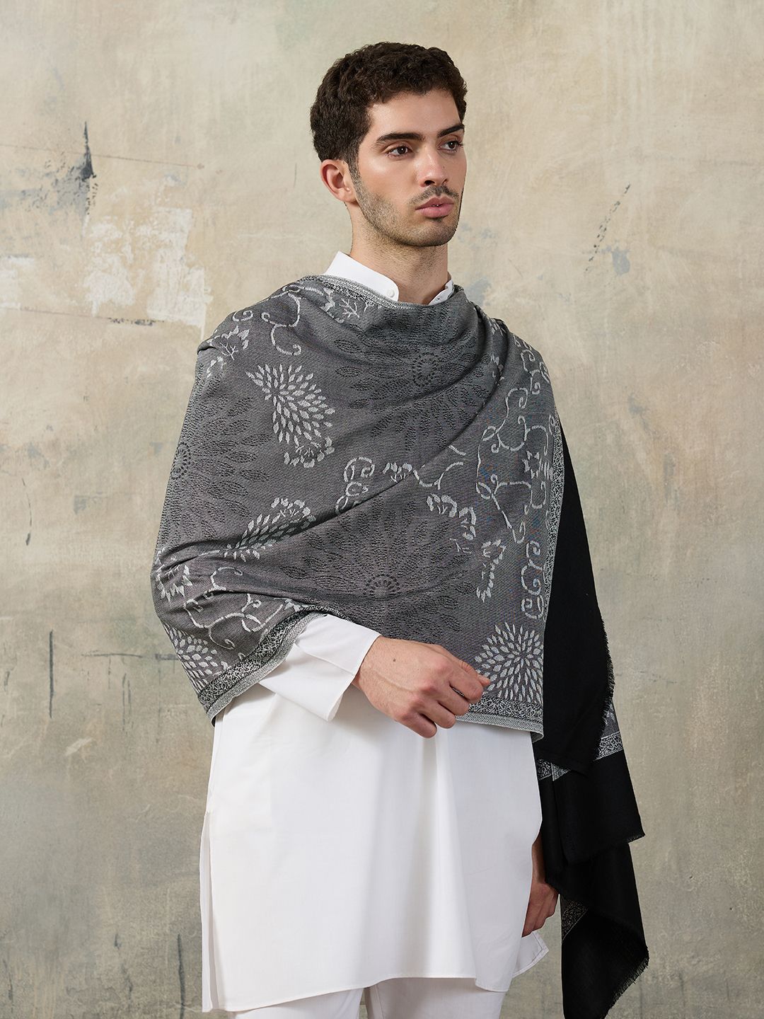 GREEN AGRITECH Viscose, Pashmina Woven, Self Design Men Shawl