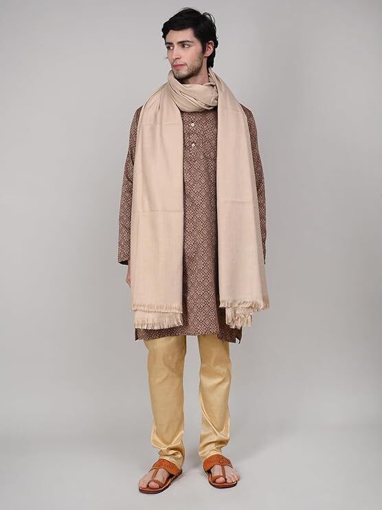Kashmiri Thead Wool Self Design Men Shawl-picture-12