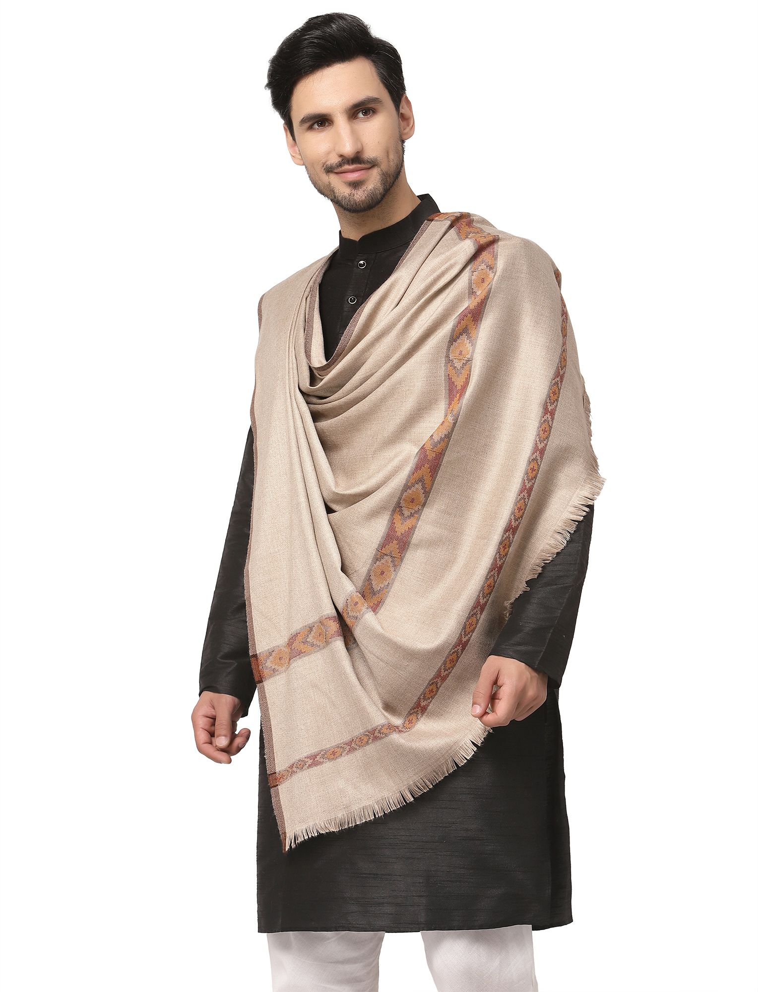 WEAVERS VILLA Polyester Wool Blend Solid Men Shawl-image-43
