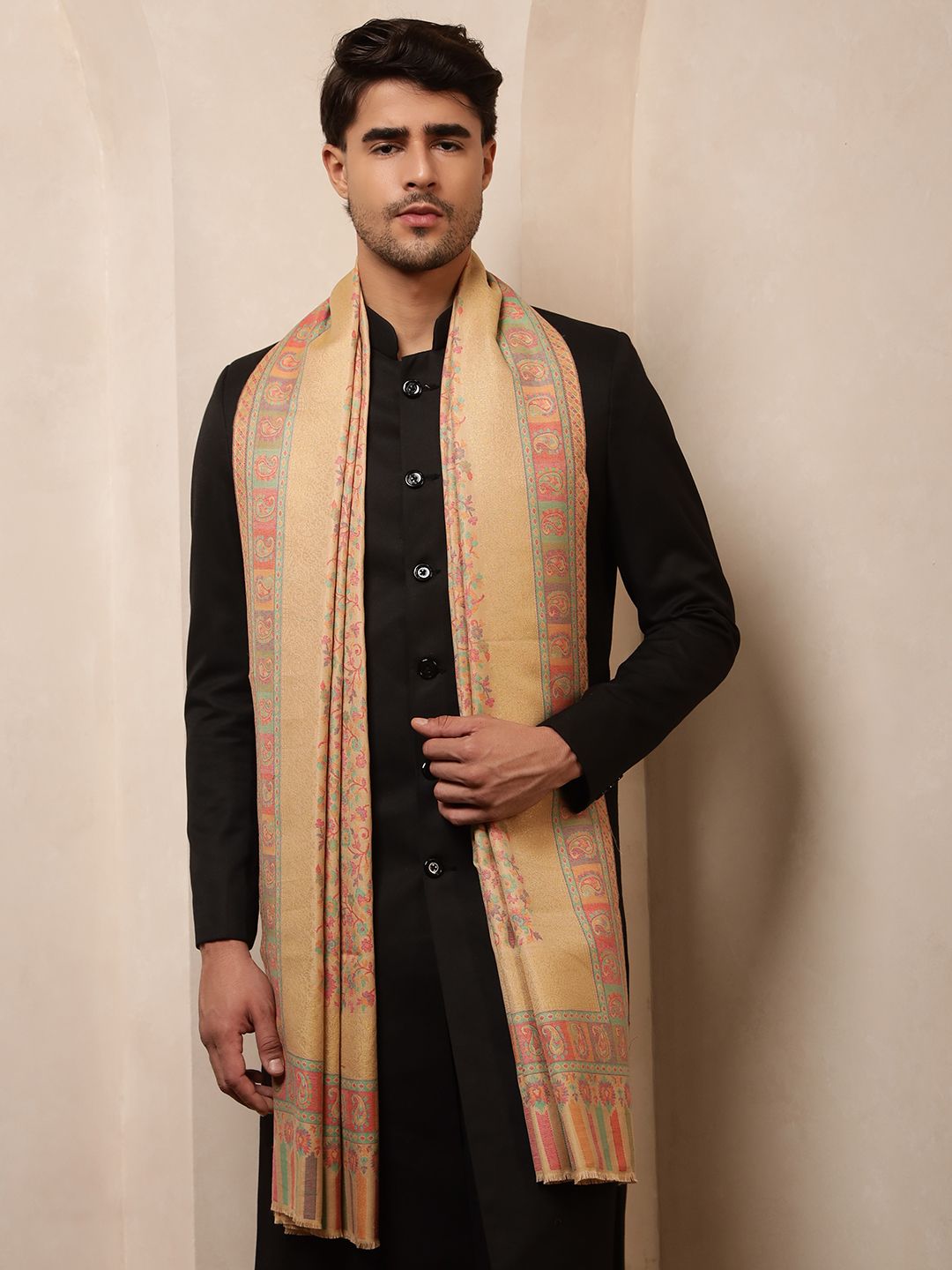 Ravaiyaa - Attitude Is Everything Wool Floral Print Men Shawl-picture-17