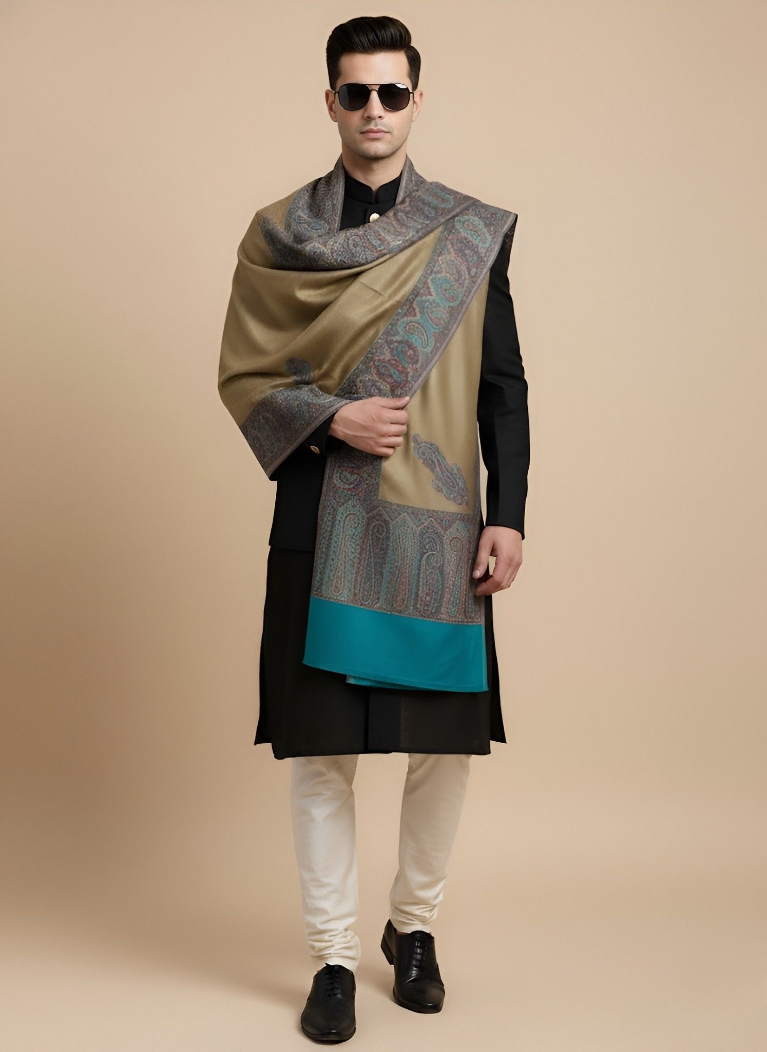 MUFFLY Wool Paisley Men Shawl-picture-42