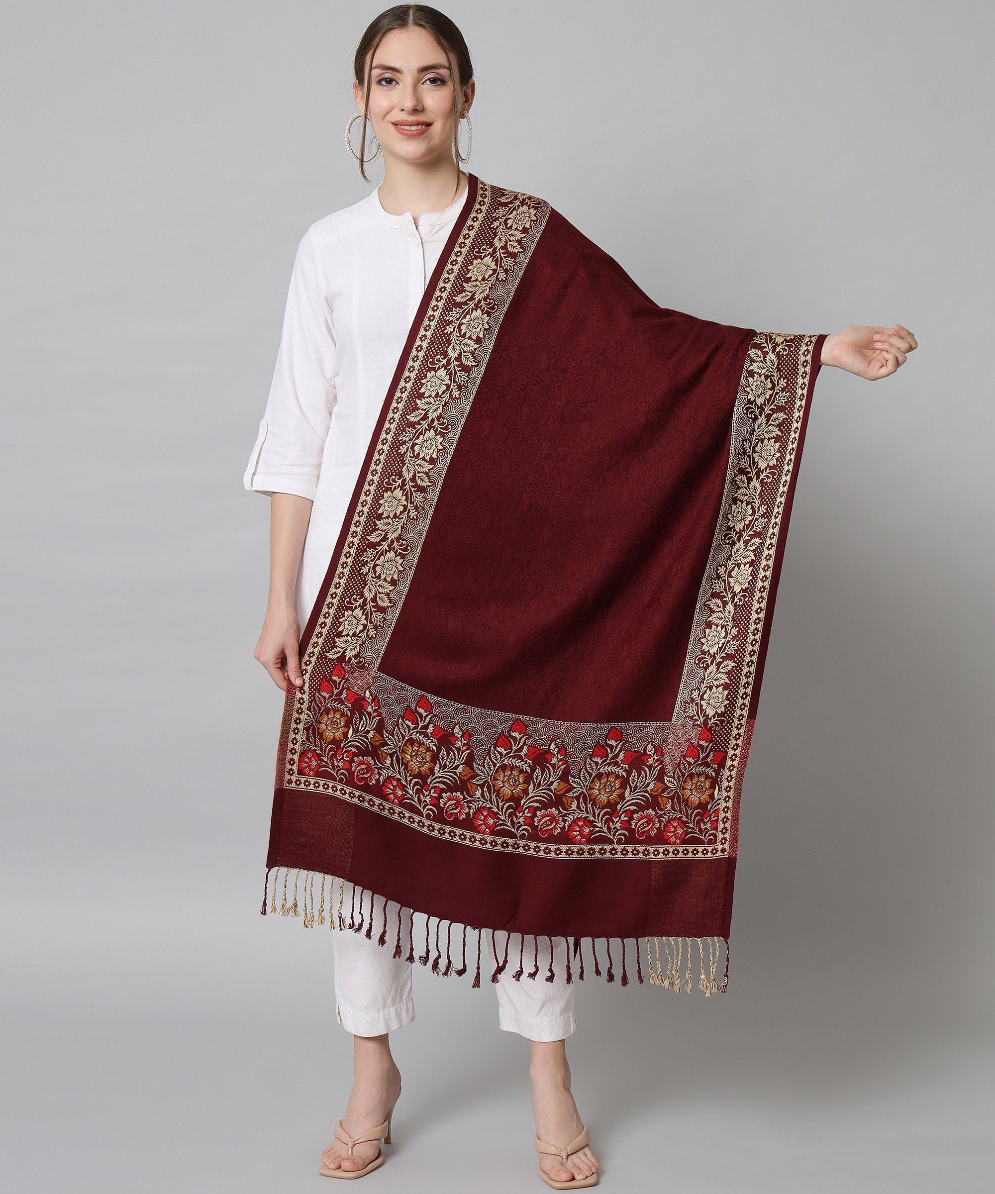 BUDAPEST Wool Floral Print Women Shawl