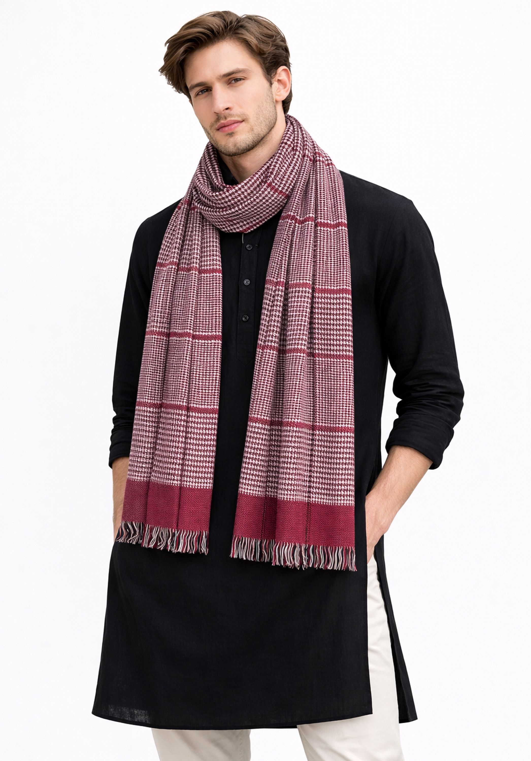 Ramnaya Wool Checkered Men Shawl-picture-33