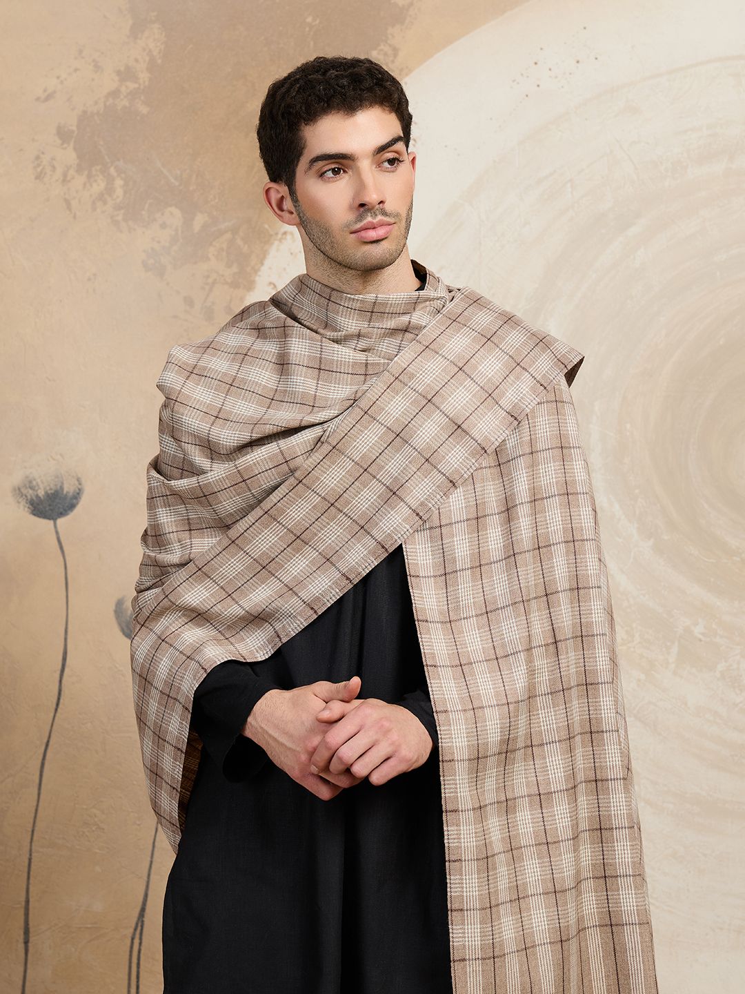 GREEN AGRITECH Acrylic, Wool Woven, Checkered Men Shawl-image-42