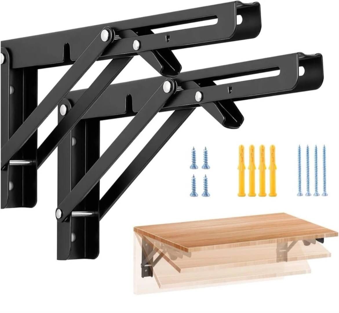 khodal universal Shelf_bracket Folding Shelf Bracket 2 Pcs, Max Load 200KG(Black) 8-10 INCHES Shelf Bracket-picture-17