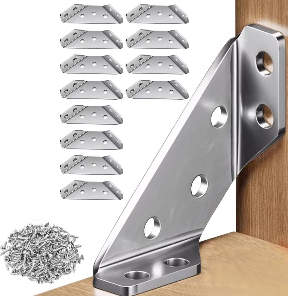 bbbikini Premium Stainless Steel Corner Bracket Universal Metal Hardware and Wood Frame A 6.50cm Shelf Bracket-picture-10