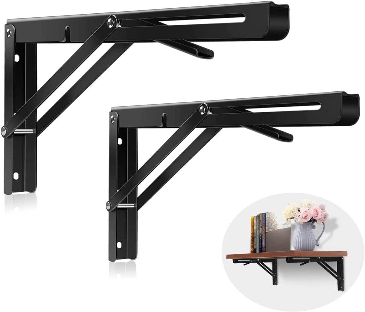 technoway 2 pcs Folding Shelf Brackets, Heavy Duty Metal Collapsible Triangle Shelf 40 Shelf Bracket-picture-27