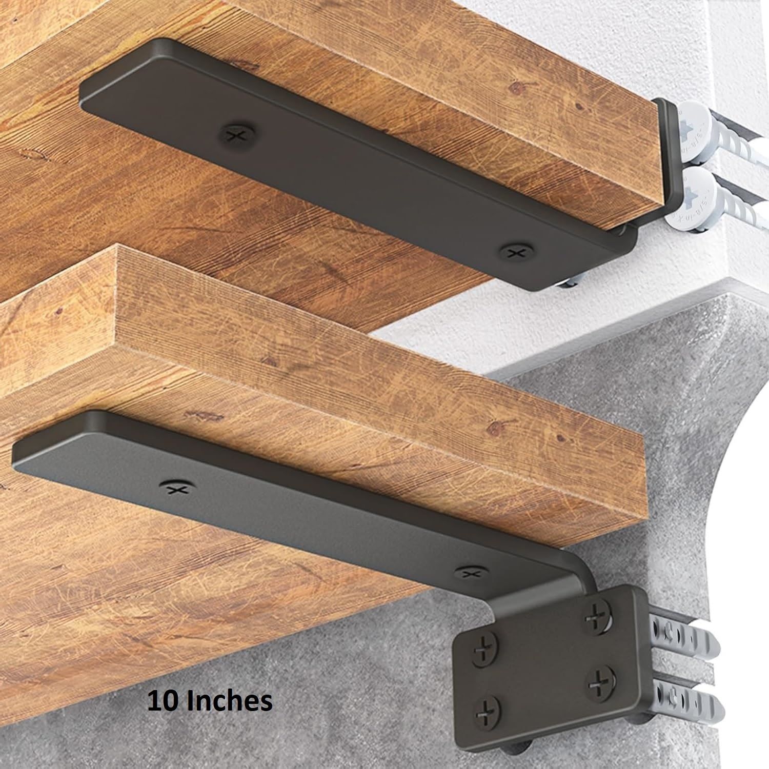 q1 beads 2 Pcs. 10 inch Shelf Bracket,Heavy Duty Floating Bracket for Shelves,Black 10 Shelf Bracket-picture-41