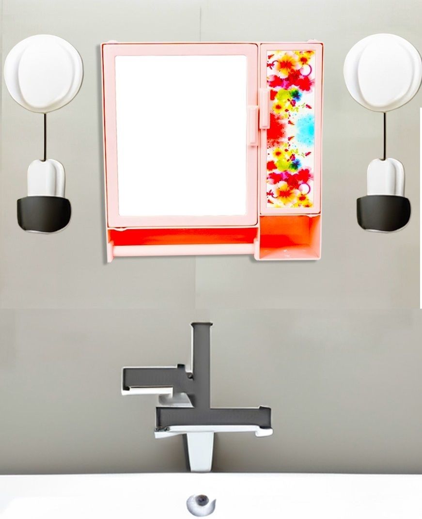 Peach SMALL DOUBLE DOOR Mirror Storage Wall Cabinet for Bathroom Organiser L-Orange COLOR, Wall Hung Box with Mirror, SMALL SIZE, Multiuse Multipurpose Shelf Bracket-image-49