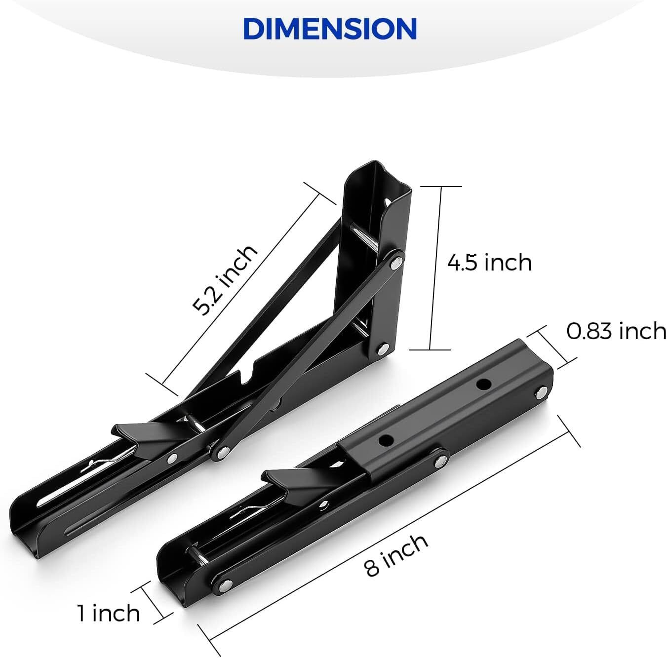 coozico 8 Inch Folding Shelf Brackets, 20cm Heavy Duty Collapsible Shelf Bracket 20 cm Shelf Bracket-picture-24
