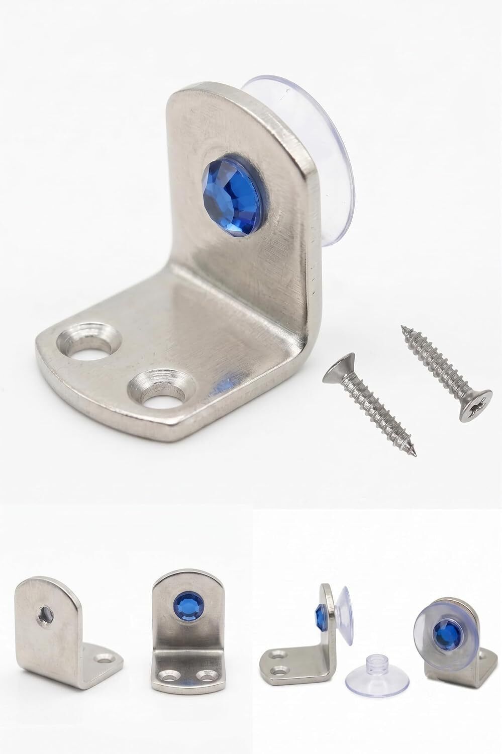 Stainless Steel 12 Pcs with 24 Screws L Bracket(Silver, 2.5 MM Thickness) 2.4 CM Shelf Bracket-image-1