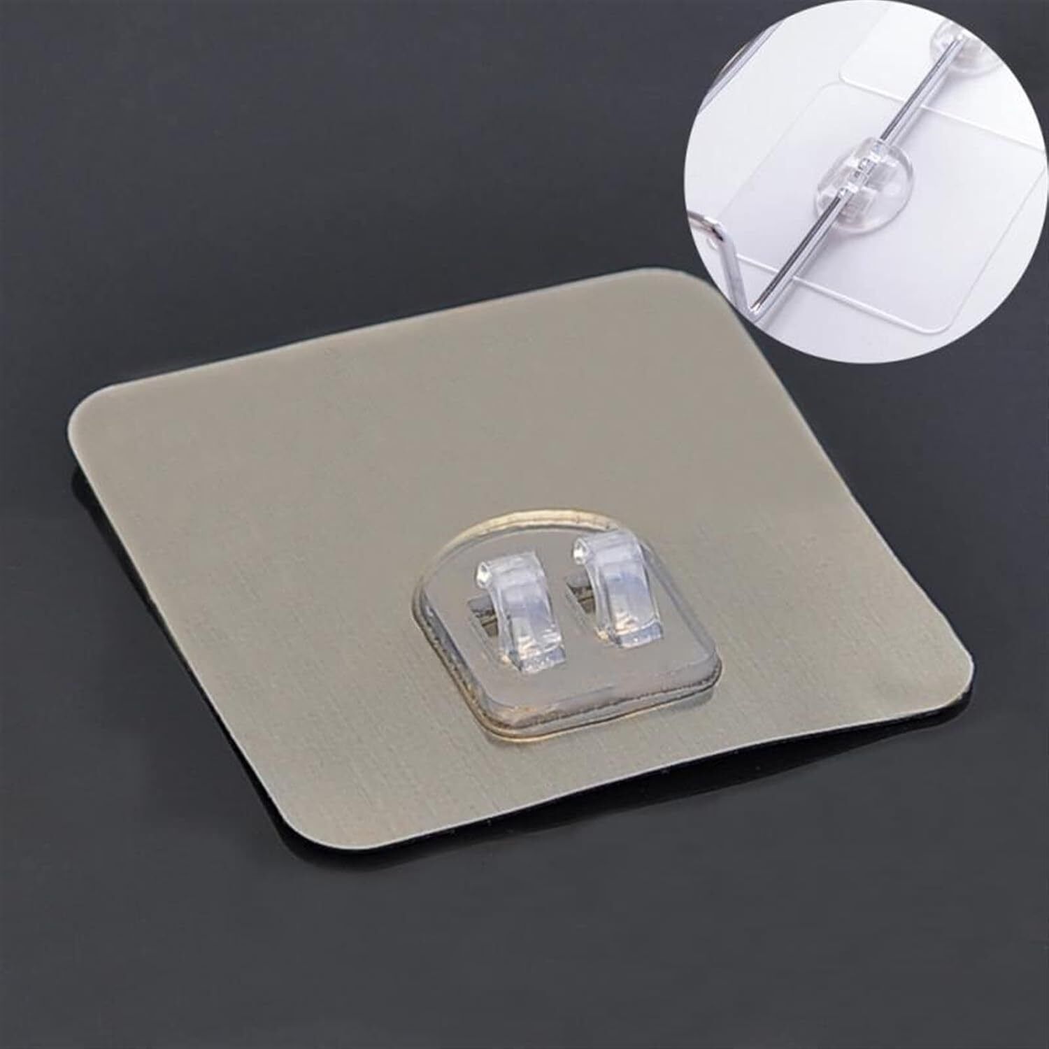 divyamshopee Transparent Self Adhesive Wall Hook Heavy Duty Adhesive Mount Plate For Hanging 2 Shelf Bracket-picture-28