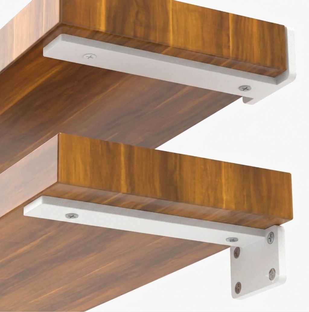 Floating Bracket 5 Inches White / Pack of 2 Heavy Duty Floating Brackets / Screw 5 inches Shelf Bracket-image-46