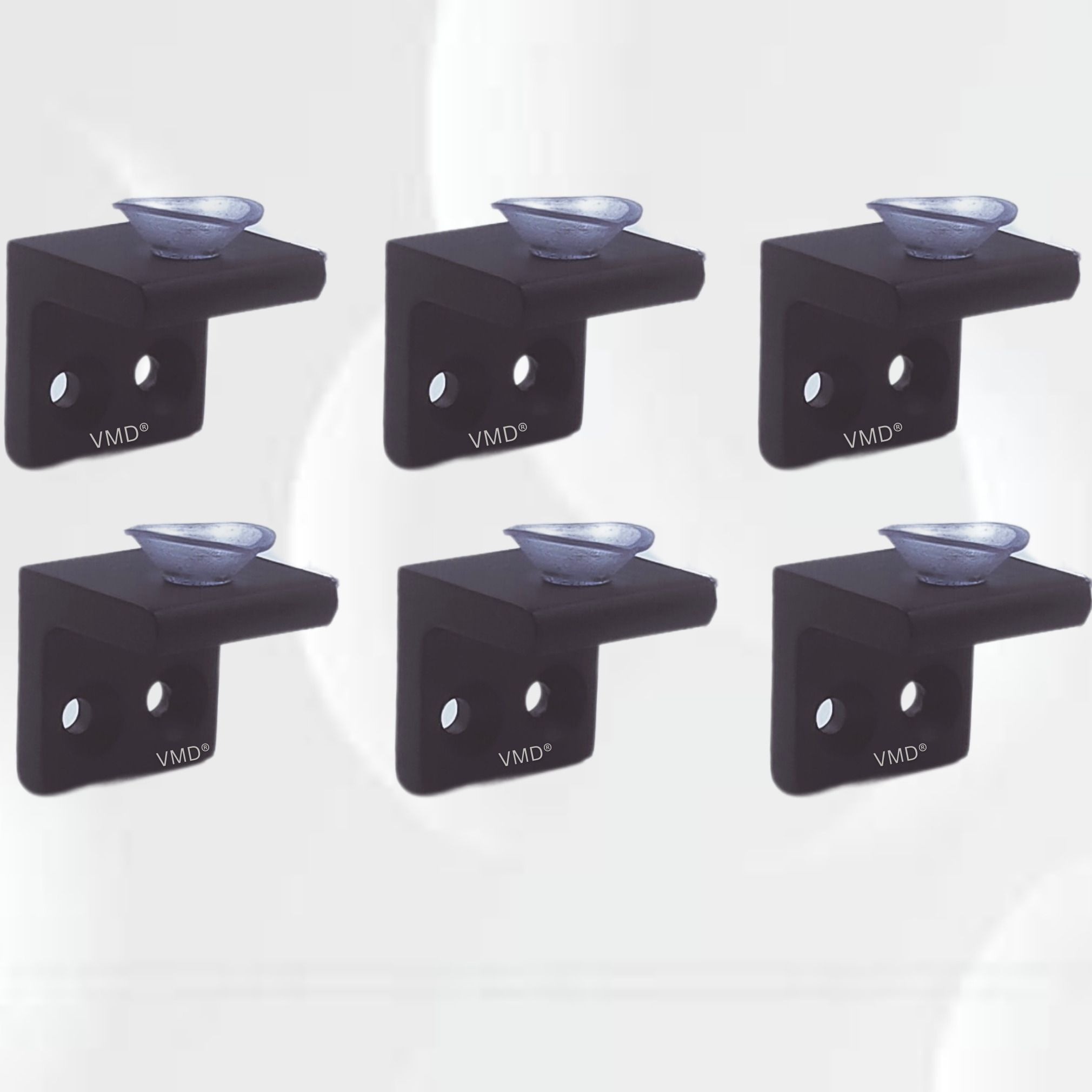 vmd S.S Heavy (5 mm) Glass Shelf Mounting (BLACK) holder, Fixing Pegs Supports, Bracket, L bet, Cup for Glass Shelves,Cabinet Display, (PACK OF 6) Shelf Bracket-picture-10