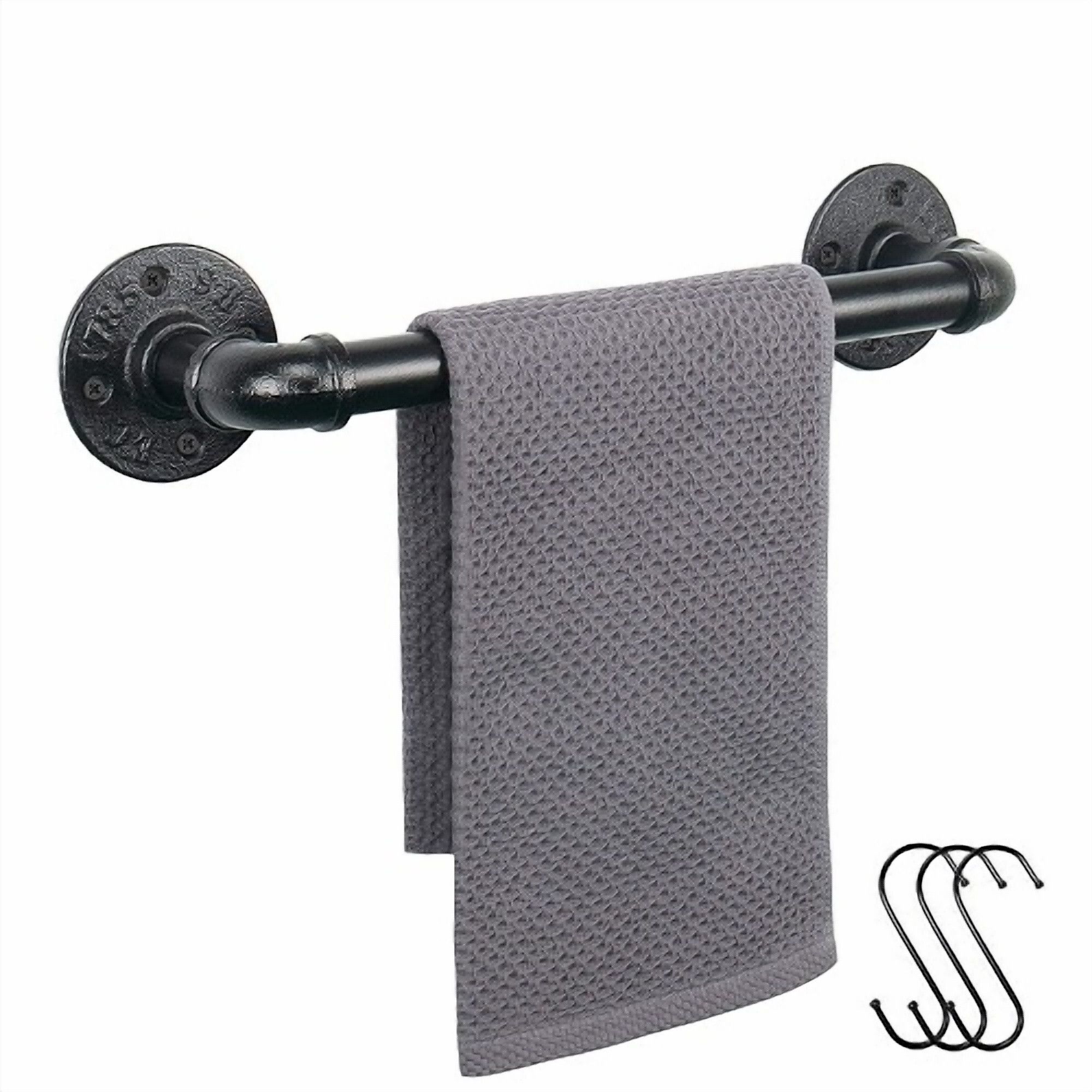 nexgrills 179 Pipe Towel Bar, Bathroom Hanging Towel, Wall Mount Rustic Towel Holder Rail 12" Shelf Bracket-picture-48
