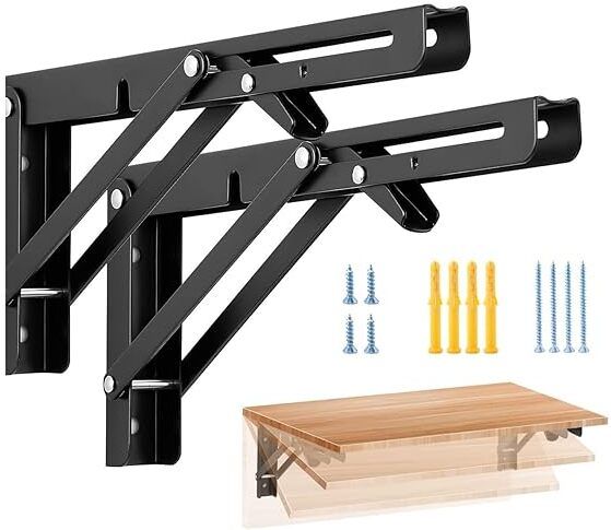 folding shelf brackets Metal Wall Mount Foldable Collapsible Shelf (30CM) 12 inch Shelf Bracket-image-17