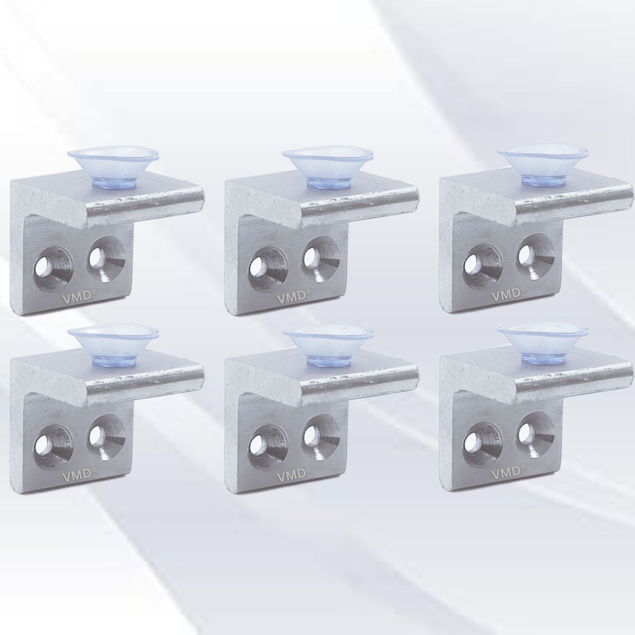 vmd S.S Heavy (5 mm) Glass Shelf Mounting (MATT) holder, Fixing Pegs Supports, Bracket, L bet, Cup for Glass Shelves,Cabinet Display, (PACK OF 6) Shelf Bracket-picture-2