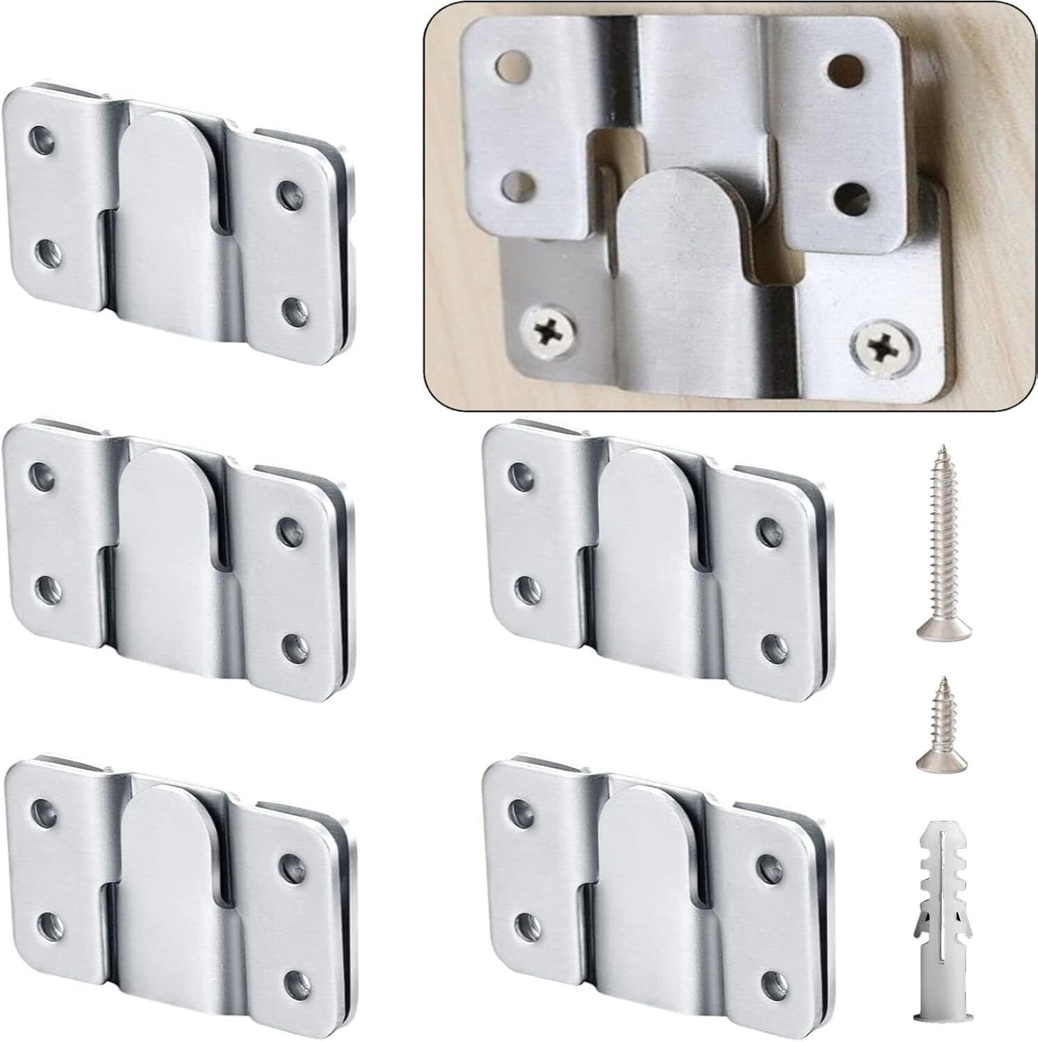 Bracket with Screws Hanging Buckle Kit, Interlocking Heavy Duty Photo Frame Hook 50mm X 40mm Shelf Bracket-image-1