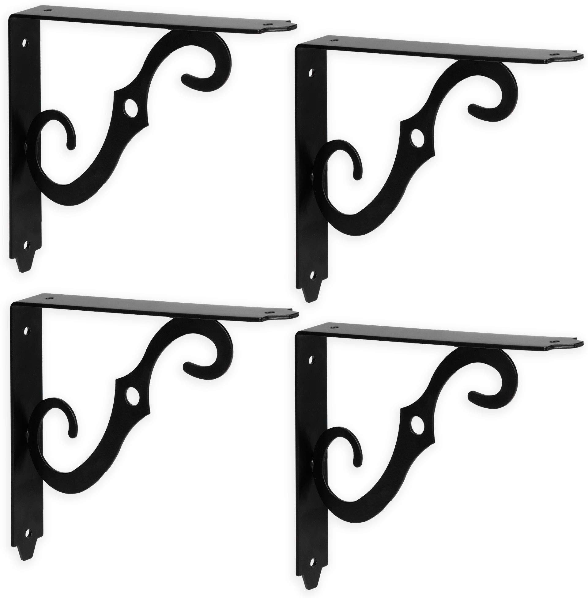 deepakdisplay Floating Shelf Brackets, 4 Pack Decorative Metal Corner Brace Wall Mount Shelves 30 cm, 20 cm Shelf Bracket-picture-47