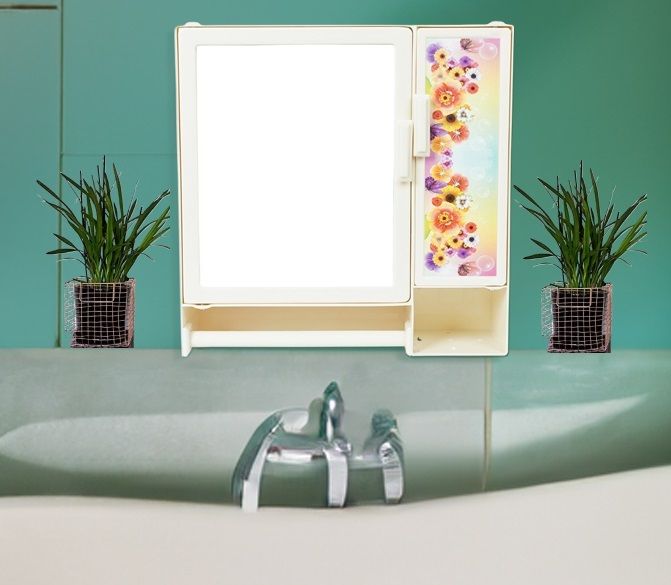 Beige SMALL DOUBLE DOOR Mirror Storage Wall Shelf Cabinet for Bathroom Medicine IVORY COLOR, Wall Hung Box with Mirror, SMALL SIZE, Multiuse Multipurpose Shelf Bracket-image-10