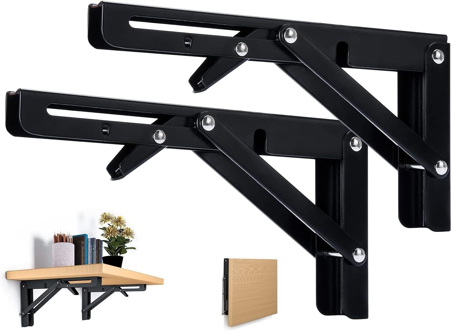 suicune Wall Mounted Collapsible Bracket for Space Saving Bench Table 12 inch Shelf Bracket-picture-6