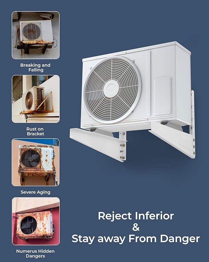 Heavy Duty AC Stand for 1-2 Ton Outdoor Unit Powder Coated Wall Bracket 46cmx11cm Shelf Bracket-image-33