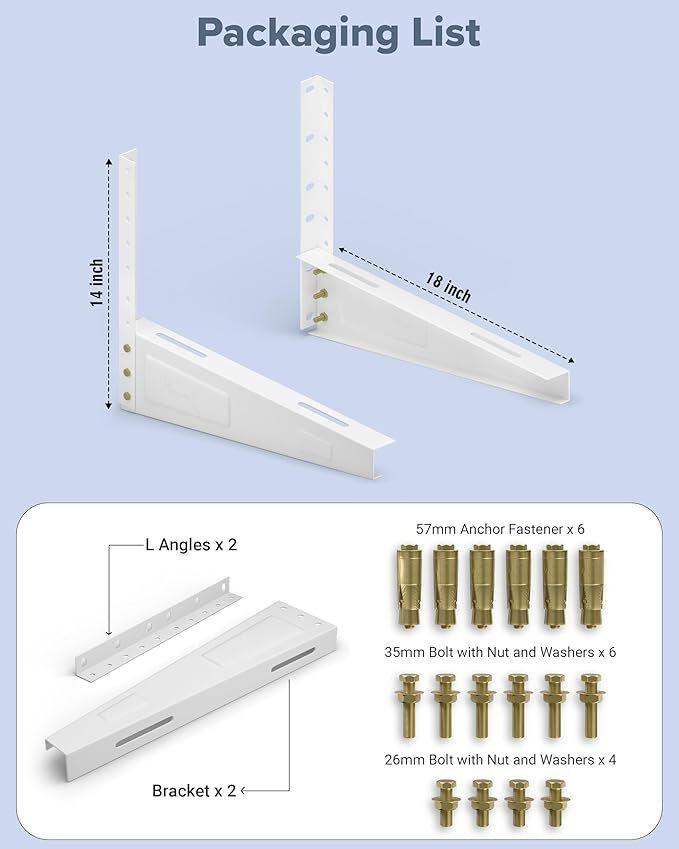 velacia Durable L-Shaped Support Brackets for Outdoor & Indoor Mounting 46cmx11cm Shelf Bracket-picture-20