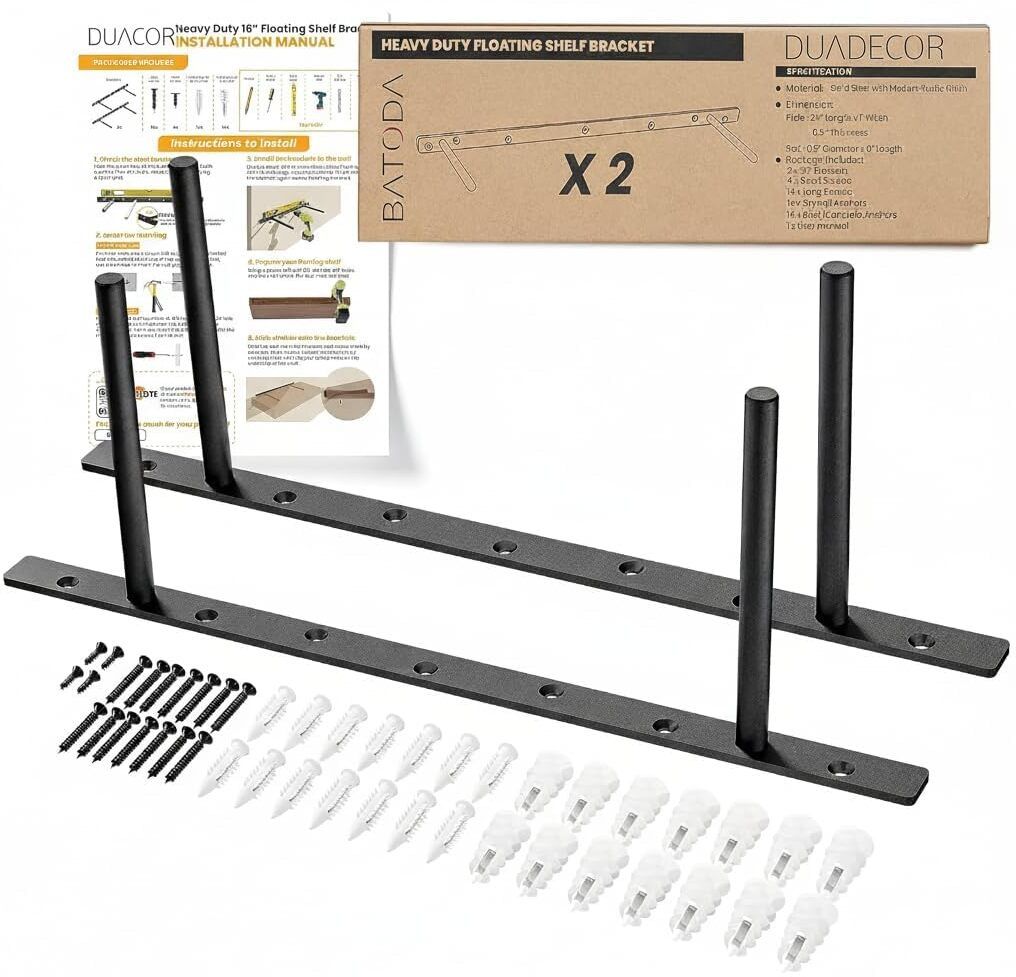 duadecor 16" Heavy Duty Floating Shelf Brackets (2 pcs) – 40 Shelf Bracket-picture-12