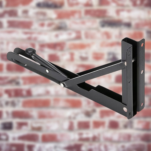 rh mall Shelf_Brackets_27 12, Folding Shelf Bracket 12 Inch, 2 Pcs, Max Load 200KG(Black) Shelf Bracket image 1