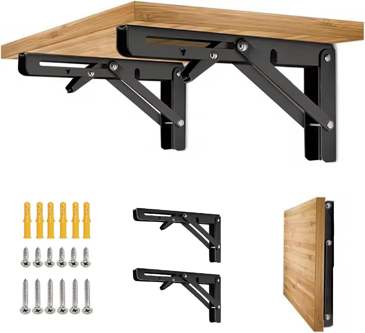 Folding Shelf Brackets-Heavy Duty Metal Collapsible Shelf Bracket 1 Pair 30 CM Shelf Bracket-image-37