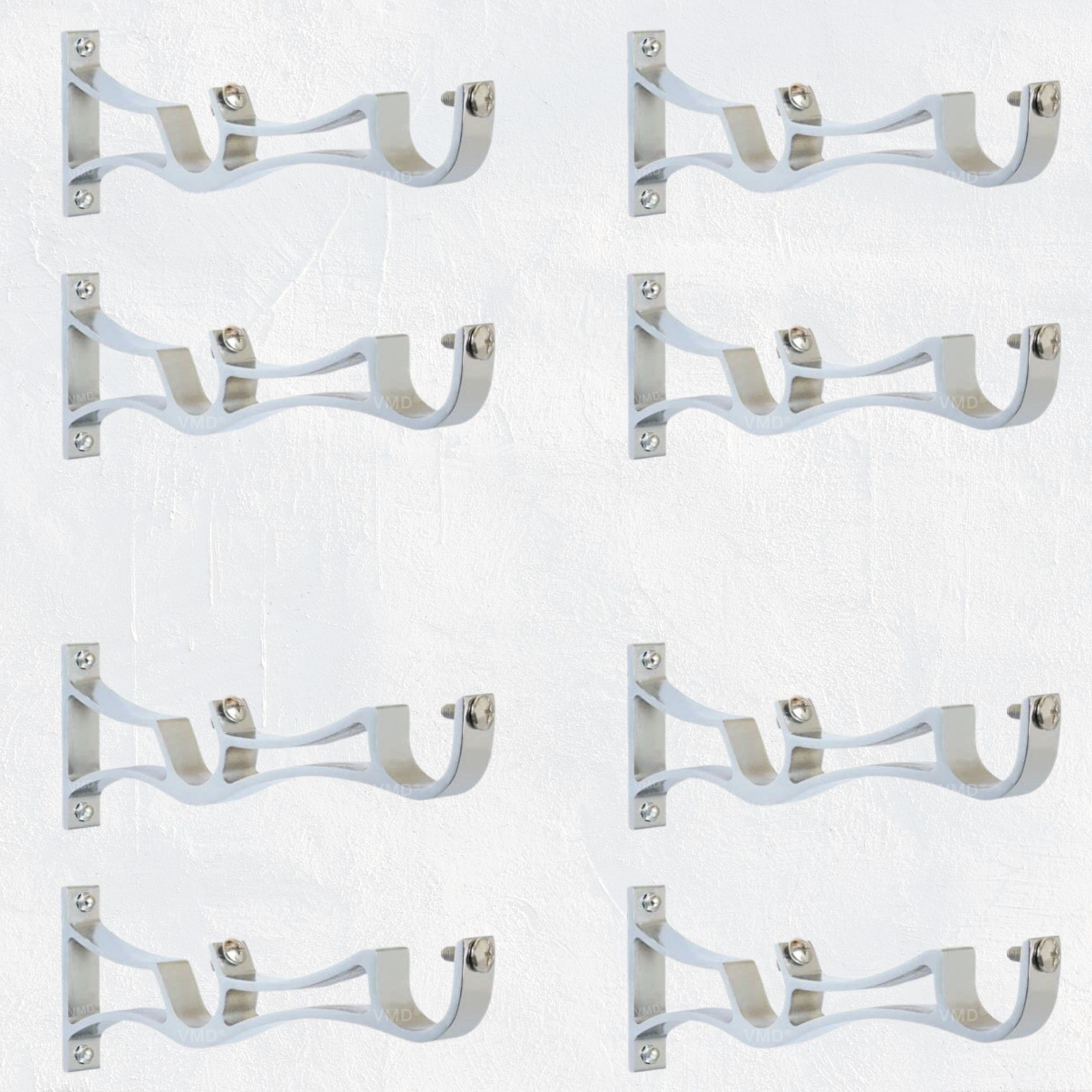 vmd Alu. (4 mm) Heavy Curtain rod Support for dauble curtain road Rod Rail Bracket, Rod rail Brackets Patti support, (20 CM) (Pack of 8) Shelf Bracket-picture-19