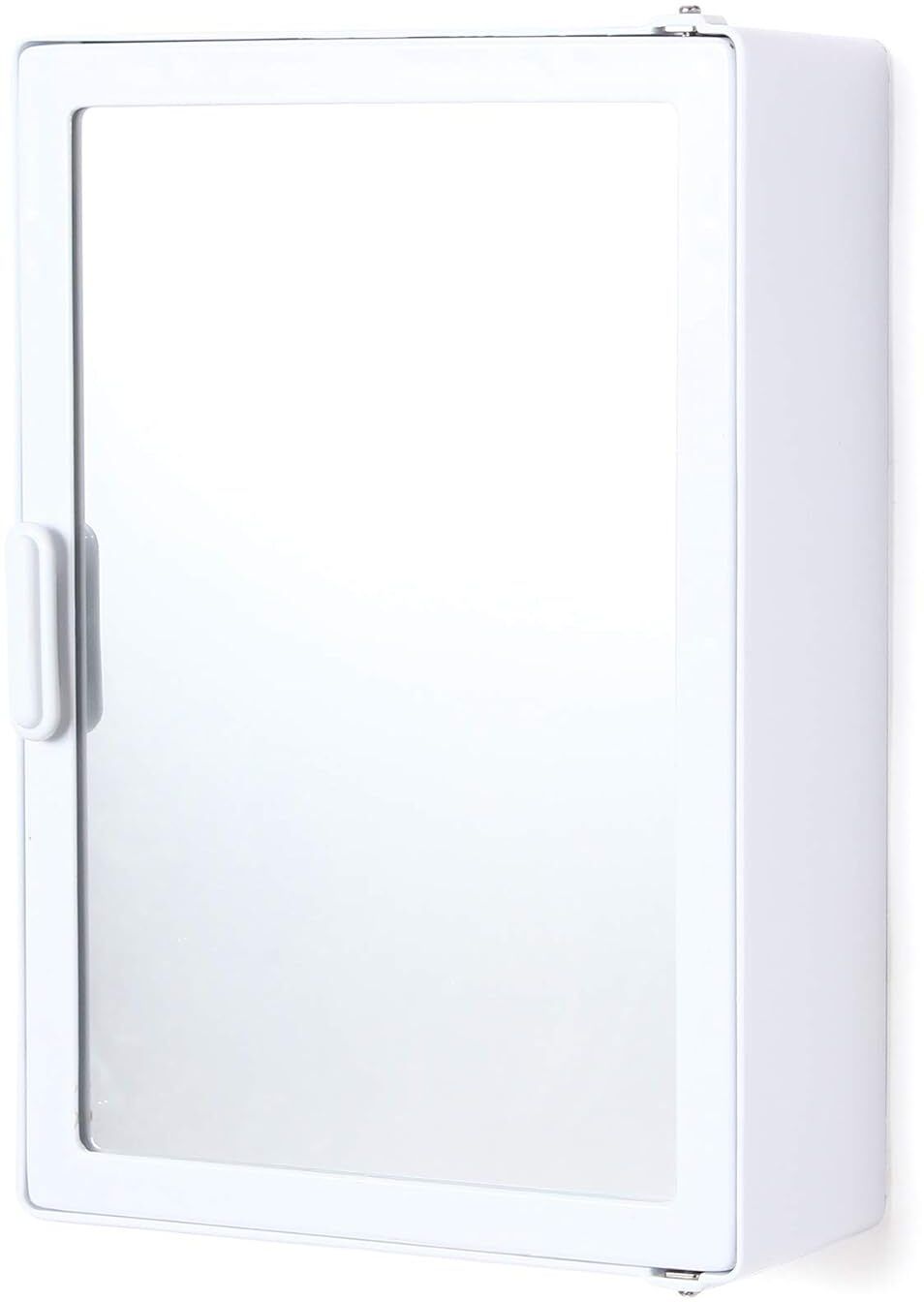 Style Single Door Mirror Bathroom Cabinet White 10x4x14 inch Shelf Bracket