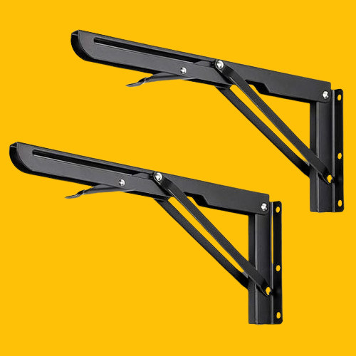rh mall Shelf_Brackets_46 12, Folding Shelf Bracket 12 Inch, 2 Pcs, Max Load 200KG(Black) Shelf Bracket image 1