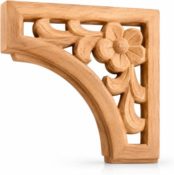 pmw Handcrafted Wooden Corbel Bracket for Wall Shelf | 15, Decorative Floral Carved Solid Wood Shelf Support Shelf Bracket-picture-36